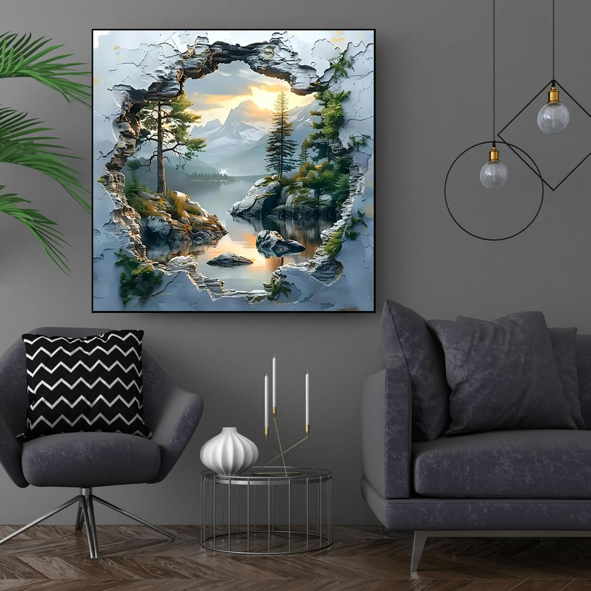 CHWGLFGG 5D Diamond Art Kits for Adults Beginners, Mountain Sunset Landscape Diamond Painting Kits, DIY Full Round Drill Paint by Diamonds Dot Gem Art for Adults, Home Wall Decor 13.7X 13.7 Inch CHWGLFGG