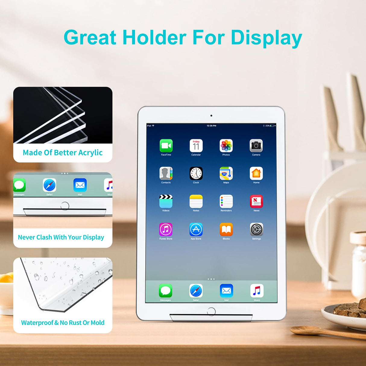 Boloyo Acrylic Book Stand Without Ledge ,6 Inch 6PC Clear Acrylic Display Easel Transparent Display Stand Holder Tablet Holder for Displaying Pictures,Books,Artworks, CDs Boloyo