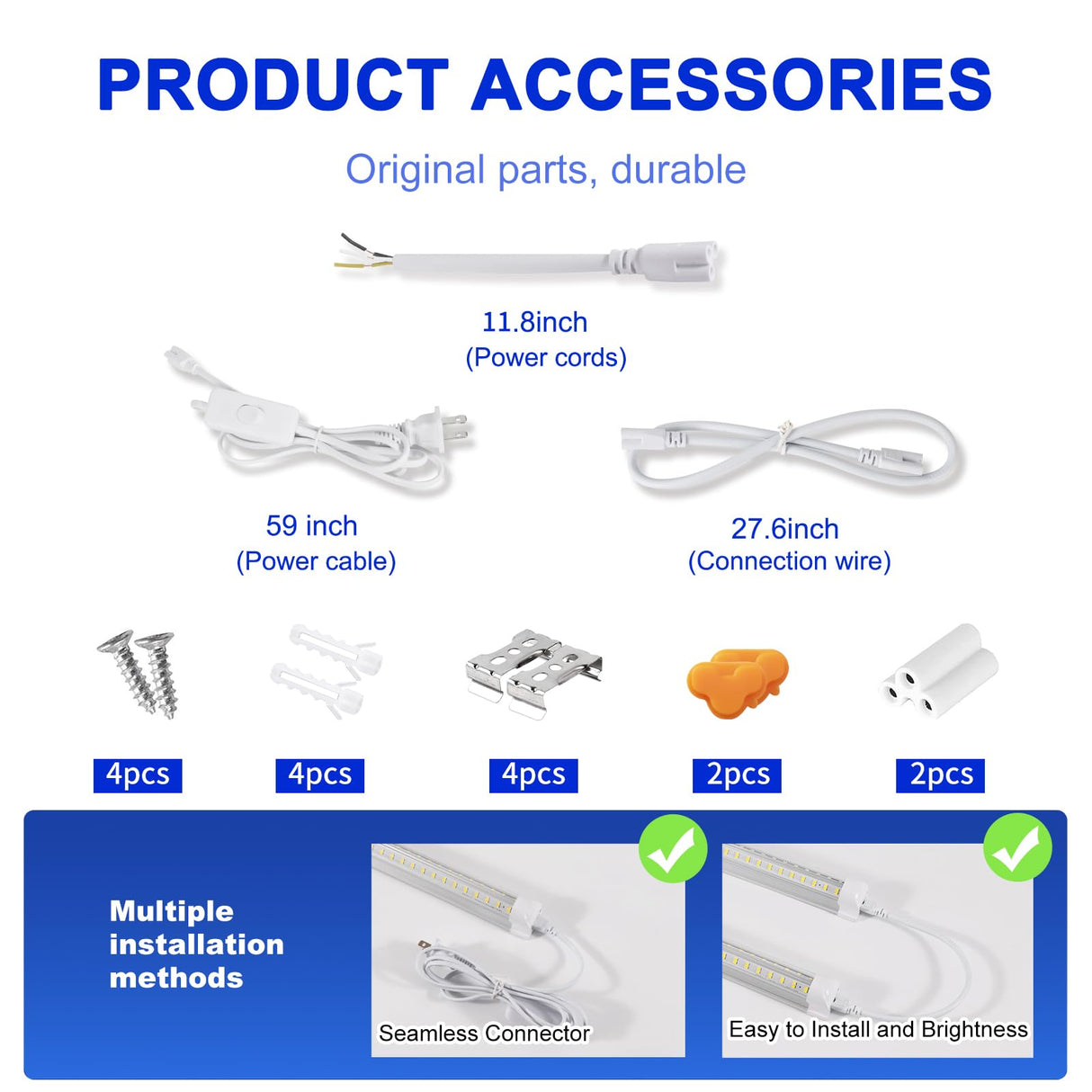 XLNYUUI Led Shop Lights, 4FT LED Light 50W 6500K 7000LM Led Daylight,Led Garage Light,Linkable Clear Cover Integrated V-Shape for Garage Warehouse Workbench Workshop(2-Pack) XLNYUUI