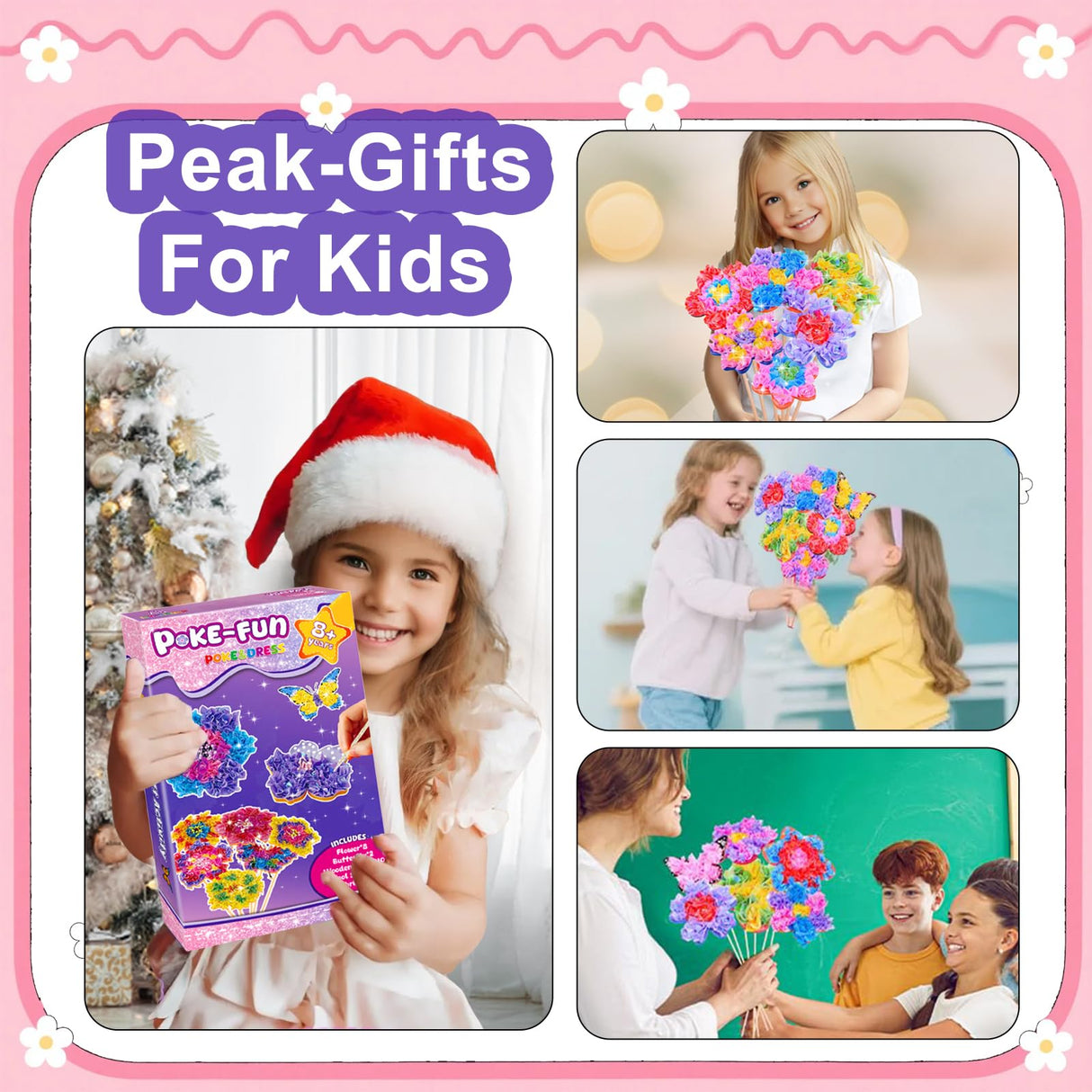 Poke in Flower Bouquet Kit for Girls Ages 8-12, W/ 8 Flowers & 2 Butterflies, Poke in DIY Arts Crafts Toys for Girl, Mess-Free Fun Activity, Birthday Gifts for Girls & Boys 4, 5, 6, 7, 9, 10 Year Old Andgiv