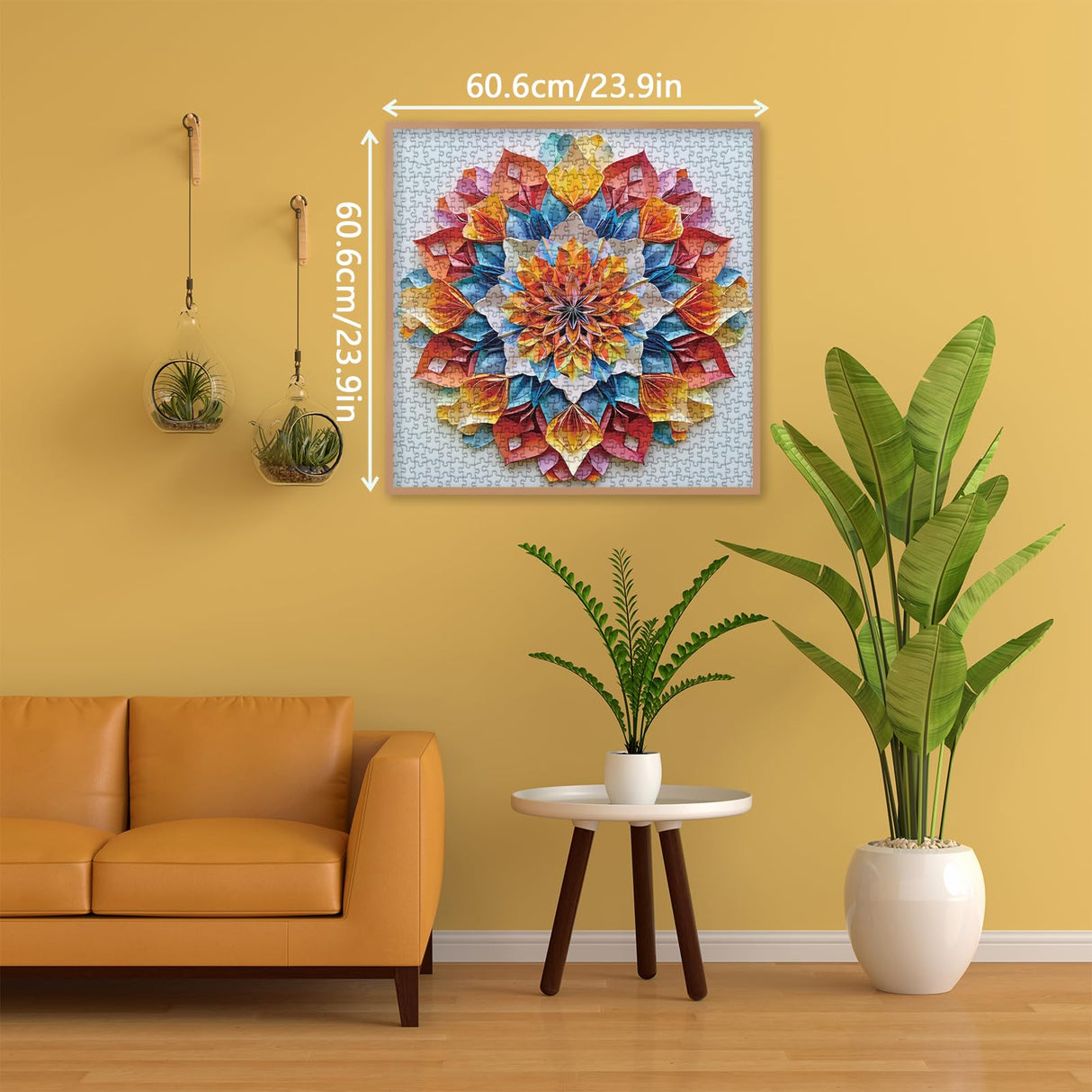 Colorful Flower Puzzle for Adults 1000 Piece, Rainbow Mandala Floral Jigsaw Puzzle, Color Papercut Art Puzzle BBOLDIN