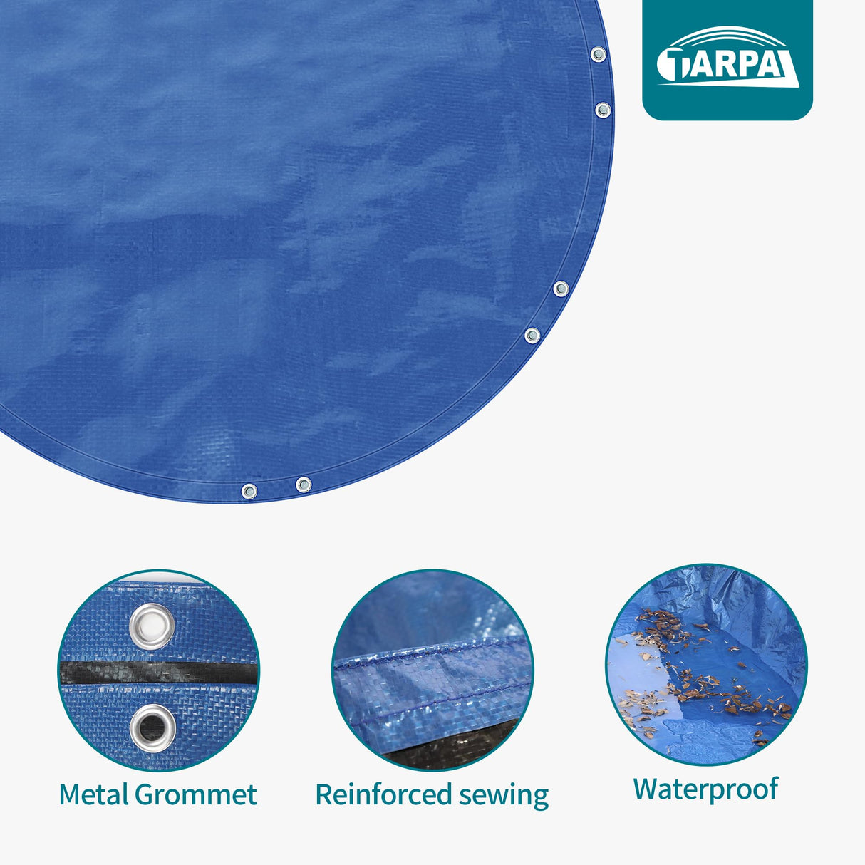 TARPAL 18ft Round tarp Waterproof 8mil Poly Tarps Pool Cover Multifunctional Tarpaulin Pool Covers for Above Ground Pools Dust and UV Resistance .(Blue/Black) TARPAL