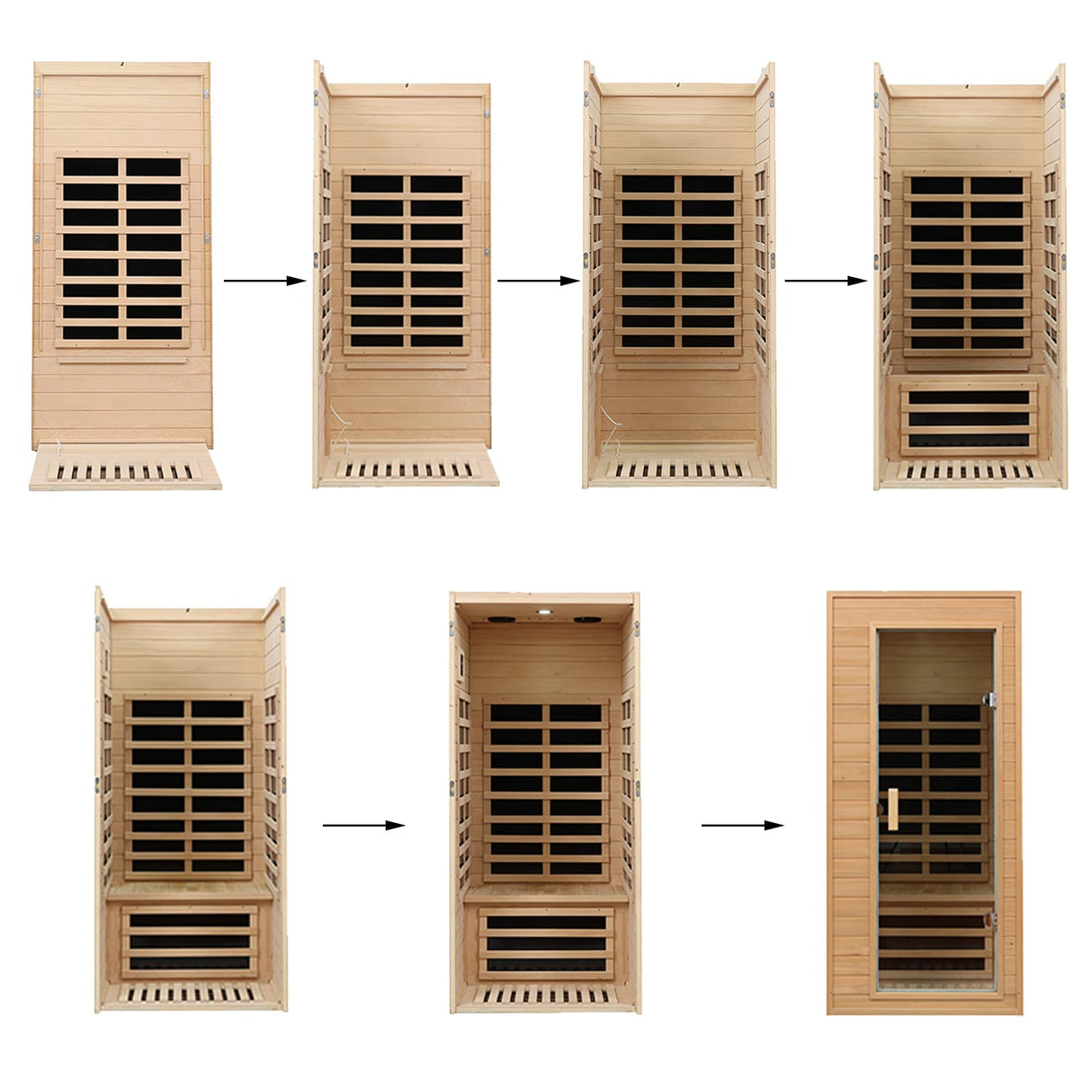 KUNSANA 1 Person Infrared Sauna, Home Sauna, Hemlock Wood Far Infrared Sauna, 1,200watt, Low EMF FAR Infrared with Bluetooth, LCD, LED Lights, for Home Indoor KUNSANA