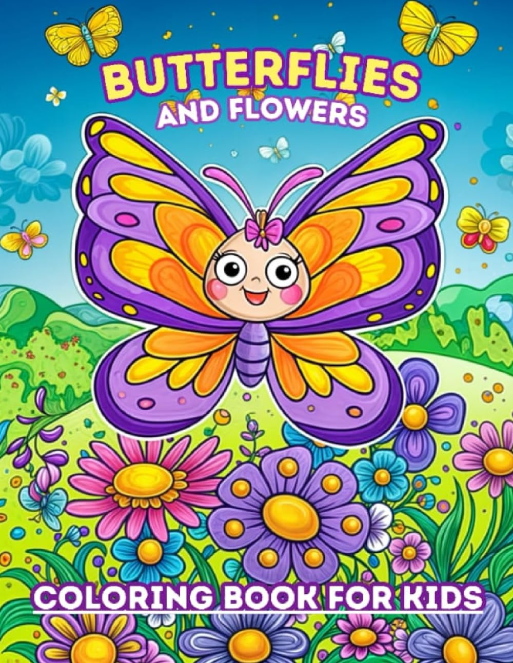Butterflies and Flowers Colouring Book for Kids: Fun and Easy Coloring Pages of different Beautiful and cute Butterflies and Flowers. Perfect for Boys Girls ages 4-8 Majosta