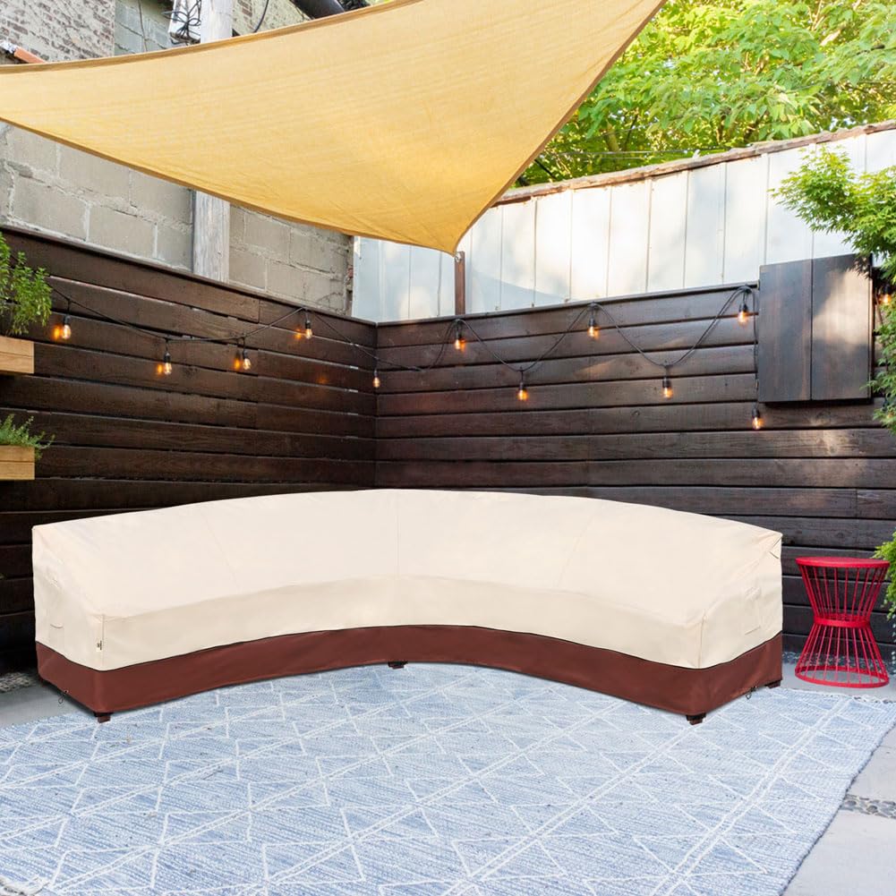 Westblue Curved Patio Furniture Covers-Outdoor Patio Furniture Sectional Covers Waterproof Reinforced Rip-Stop Anti-UV 600D Heavy Duty Outdoor Couch Cover with 3 Air Vent Sofa Cover 190"(128") Westblue