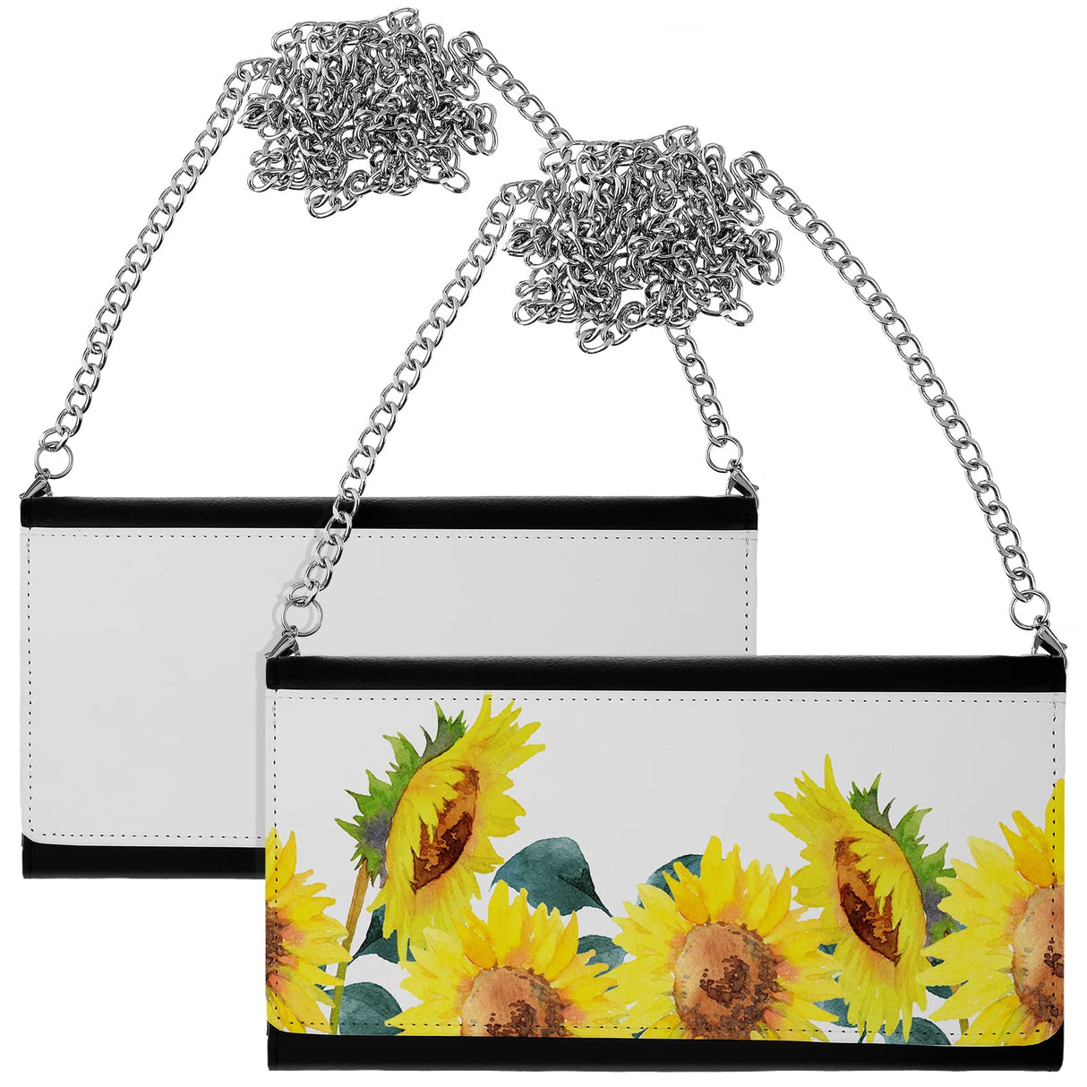 Saintrygo Sublimation Blank White Wallet with Chain Blank DIY Craft Bag Heat Transfer Pencil Pouch Faux Leather Makeup Bag Saintrygo