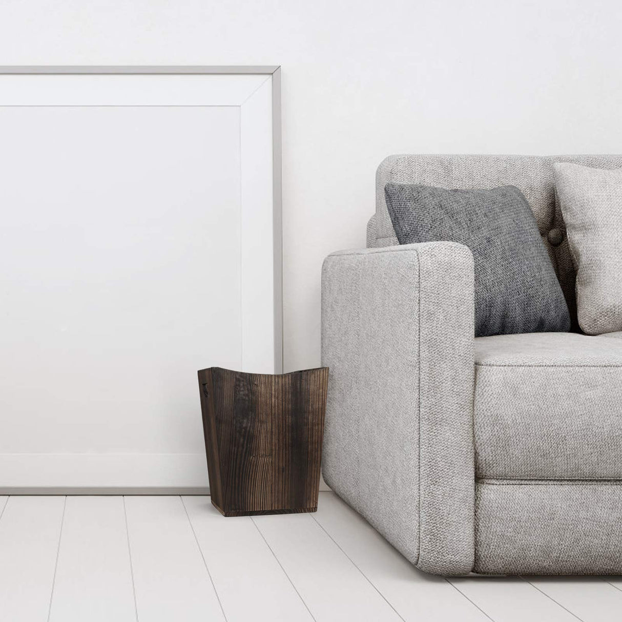 MOOACE Wood Trash Can, Small Waste Basket with Handles, Rectangular Wood Garbage Can Recycling Bin for Bedroom, Bathroom, Kitchen, Office MOOACE