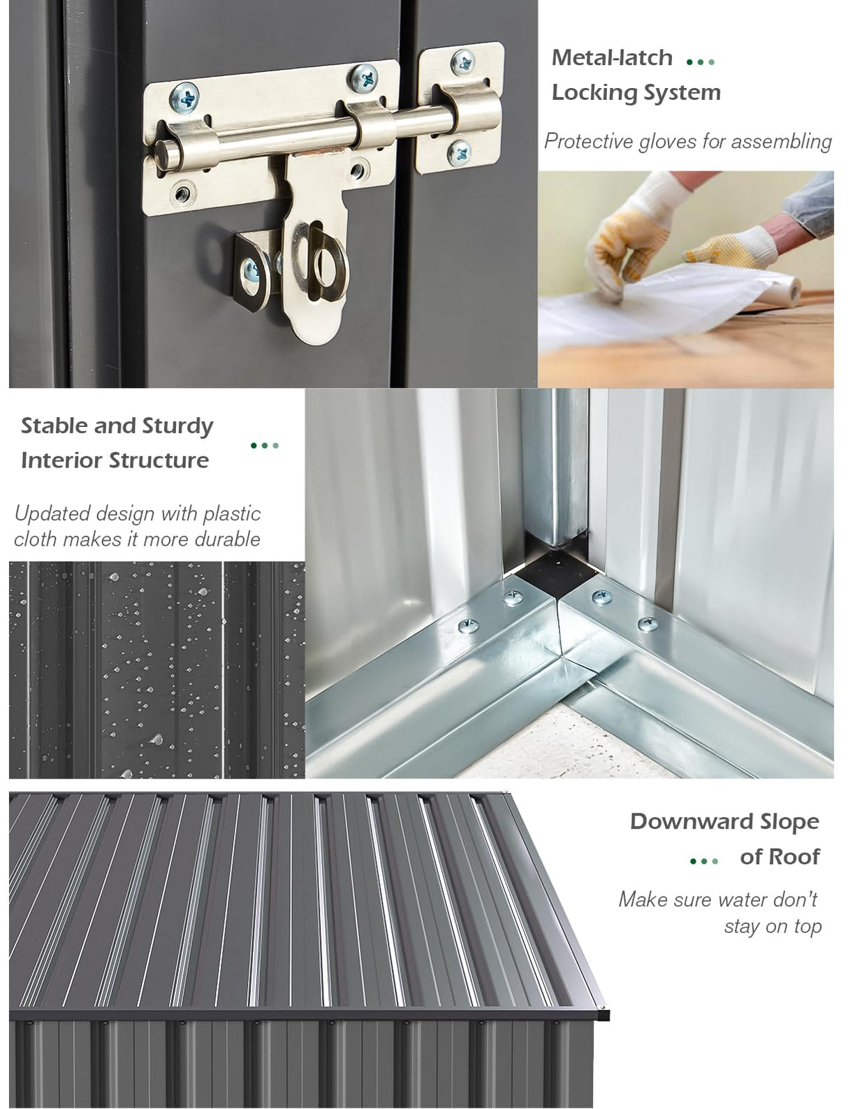 AECOJOY 4' x 6' Lean to Shed, Small Metal Outdoor Storage Shed, Wall Side Sheds & Outdoor Storage Cabinet Clearance, Bike Shed for Garden, Backyard and Outdoor Use in Dark Grey AECOJOY