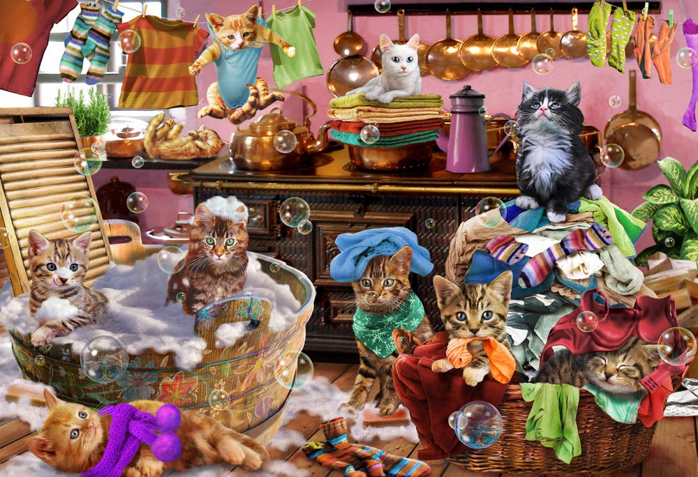 Vermont Christmas Company Kittens in The Kitchen Jigsaw Puzzle 100 Piece, Large Pieces Perfect for Kids and Seniors Vermont Christmas Company