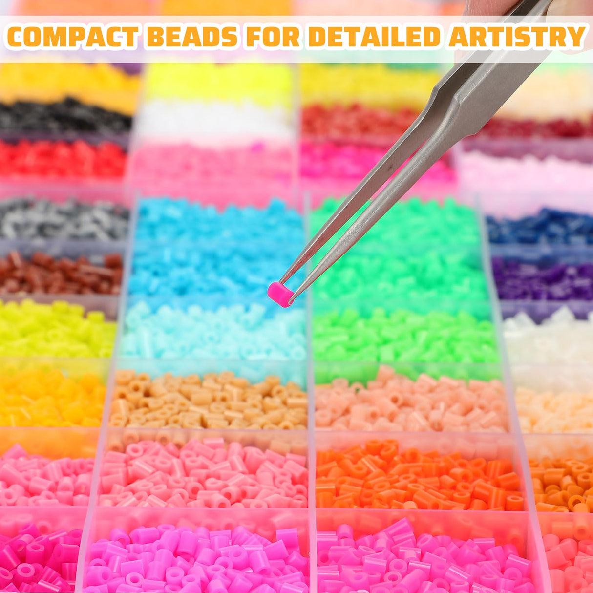 Lenwen 52000 Pcs Fuse Beads 96 Colors 2.6 mm Tiny Mini Fuse Beading Melty Beads with Pegboards Creative Refill Set Art Crafts for Girls Kids Beginners DIY Art Beading Party Lenwen