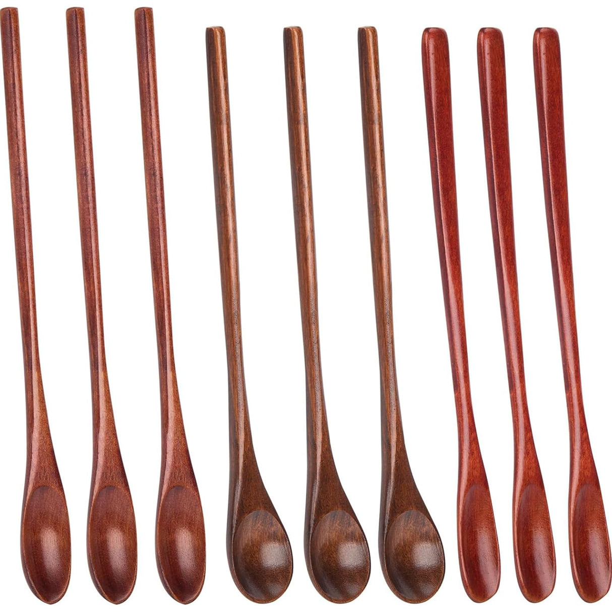 HANSGO 9PCS Wooden Coffee Spoons, Long Handle Wooden Spoon Mixing Honey Spoon Handmade Wood Stirring Spoon for Team Jam Dessert Honey Kitchen Utensil HANSGO