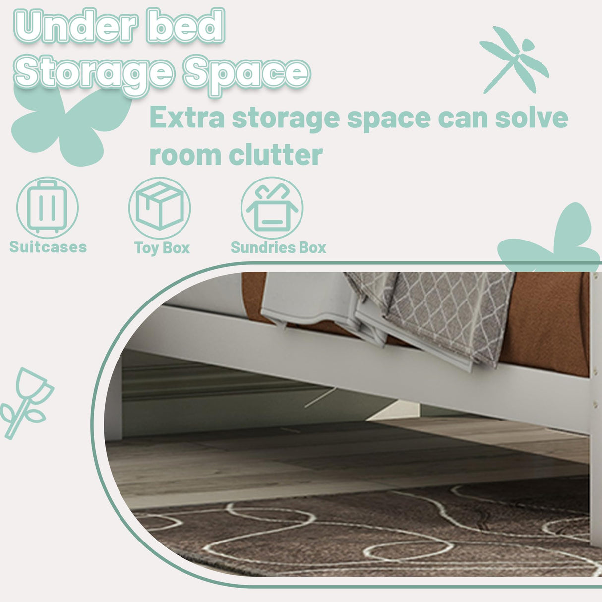 Duxelifin Twin Bed Frames Wood, Wood Twin Bed Frame with Headboard and Footboard, Platform Bed for Bedroom, Guset Room, No Box Spring Needed, White Duxelifin