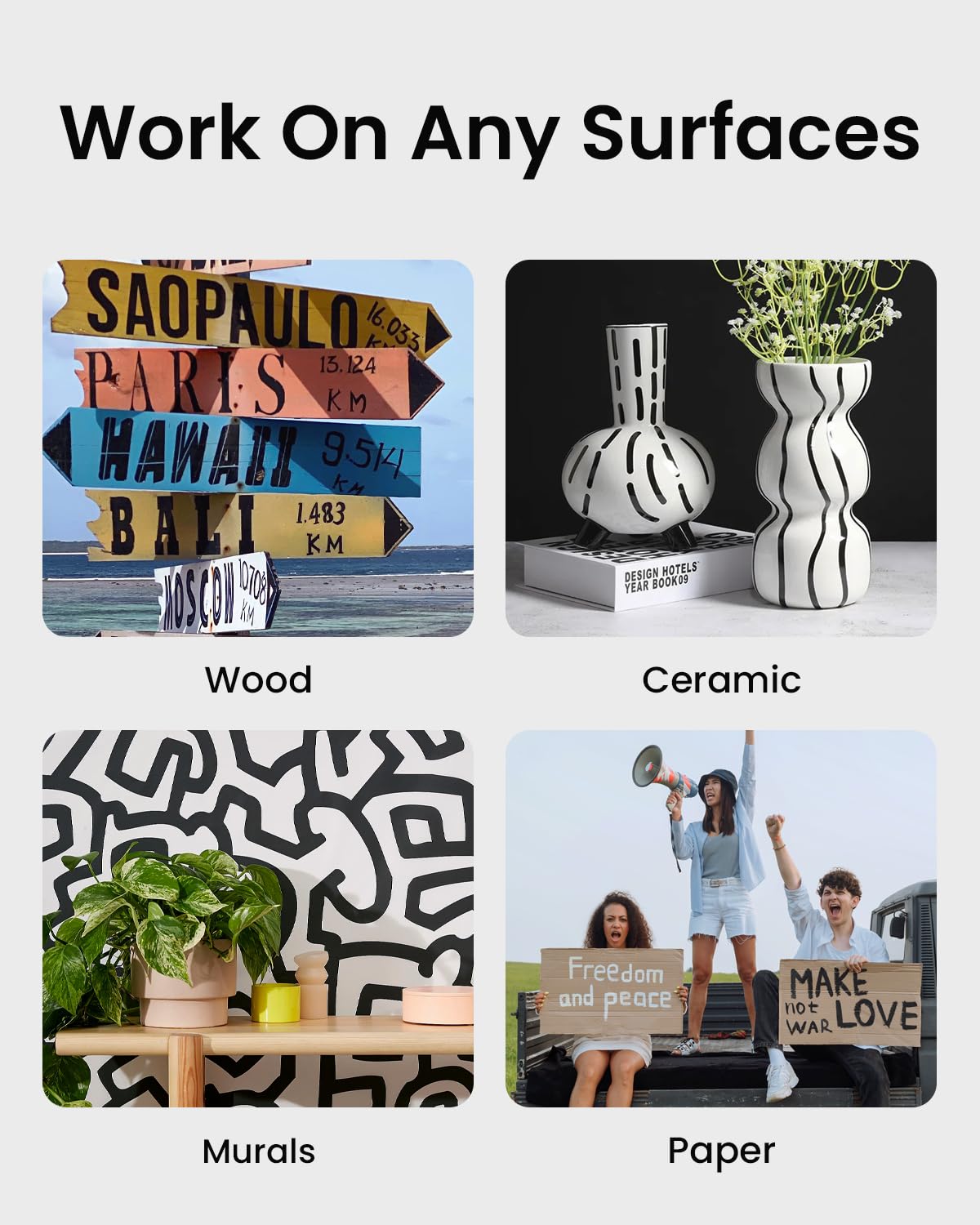 BIGTHUMB 3 Pcs Black Jumbo Permanent Markers: 15mm Wide Tip Thick Acrylic Paint Pen Large Calligraphy Marker for Rock Painting, Poster, Sign, Canvas, Glass, Wood, Ceramic BIGTHUMB