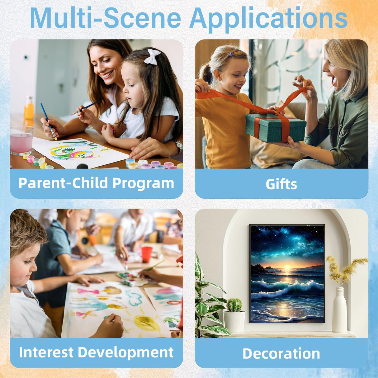 Aestalrcus Sea View Paint by Numbers for Adults - Waves Paint by Numbers for Adults with Brushes, Art Crafts Canvas for Home Decoration 16 x 20 Inch Aestalrcus