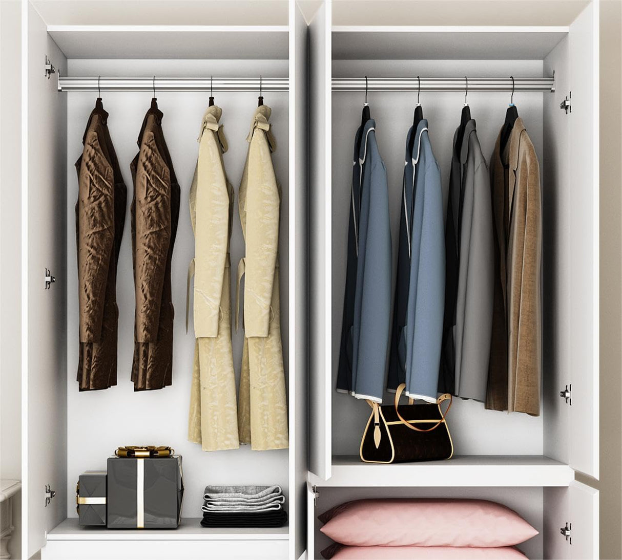 Jiaoun 78.74" 4-Door Armoire Wardrobe Closet, with Drawers and Shelves,Armoires and Wardrobes with Hanging Rod, Wooden Wardrobe Closet(White) 63" L x 20.39" W x 78.74" H Jiaoun