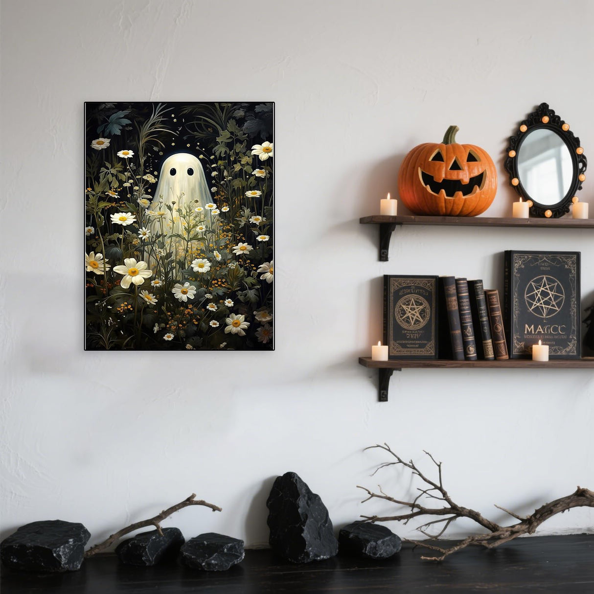 Eterkosu Ghost Diamond Art Painting Kits for Adults,5D DIY Halloween Diamond Art Paint with Diamonds for Home Decor,Horror Full Drill Diamond Dots Painting for Adults Beginners Gem Art Pictures Eterkosu