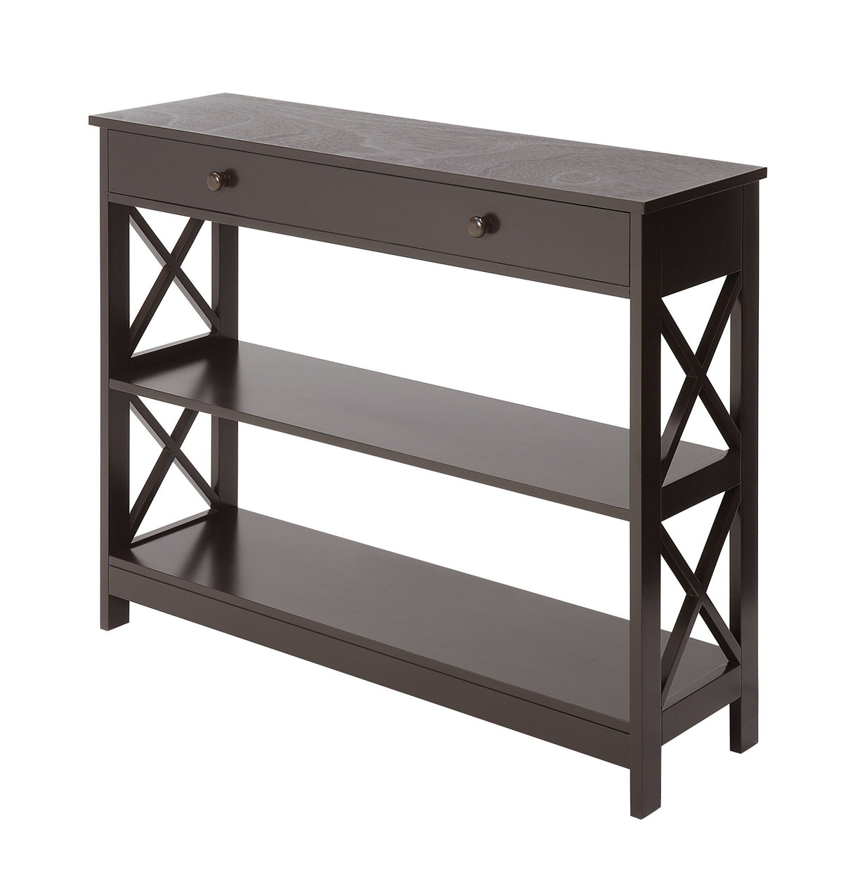 Convenience Concepts Oxford 1 Drawer Console Table with Shelves, Espresso Convenience Concepts