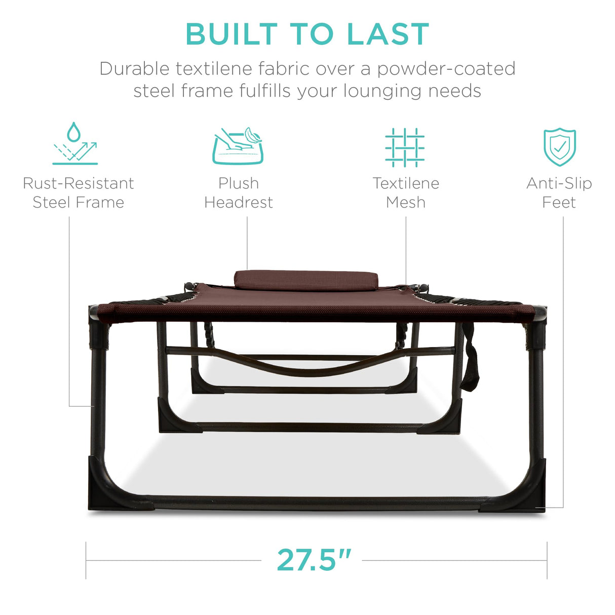 Best Choice Products Patio Chaise Lounge Chair, Portable Outdoor Folding Recliner for Lawn, w/ 8 Positions, Handles, 300lb Capacity - Brown Best Choice Products