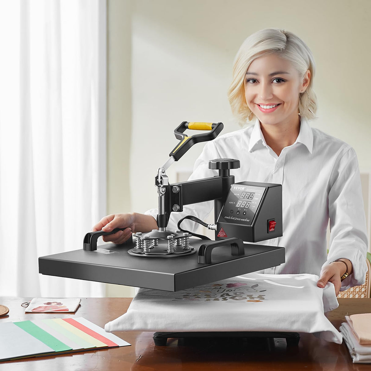 VEVOR 2 in 1 Heat Press Machine for T Shirts and Hats, 15x15 Inch Professional Swing Away Digital Tshirt Press Machine for Sublimation, Vinyl, Heat Transfer Projects VEVOR