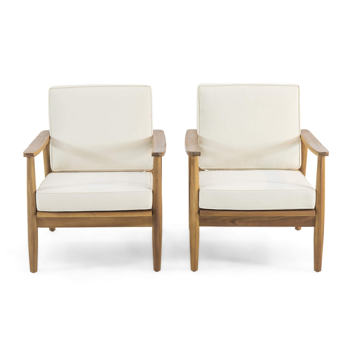 Christopher Knight Home Felix Outdoor Acacia Wood Club Chair (Set of 2), Teak Finish, Beige Christopher Knight Home