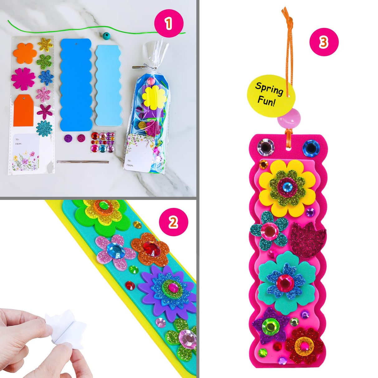 Winlyn 36 Sets Flower Crafts Kits Spring Summer Crafts DIY 3D Tuilp Sunflower Flower Bookmarks Ornaments Art Sets Foam Stickers Arts and Crafts for Kids Camping Classroom Activities Party Favors Winlyn