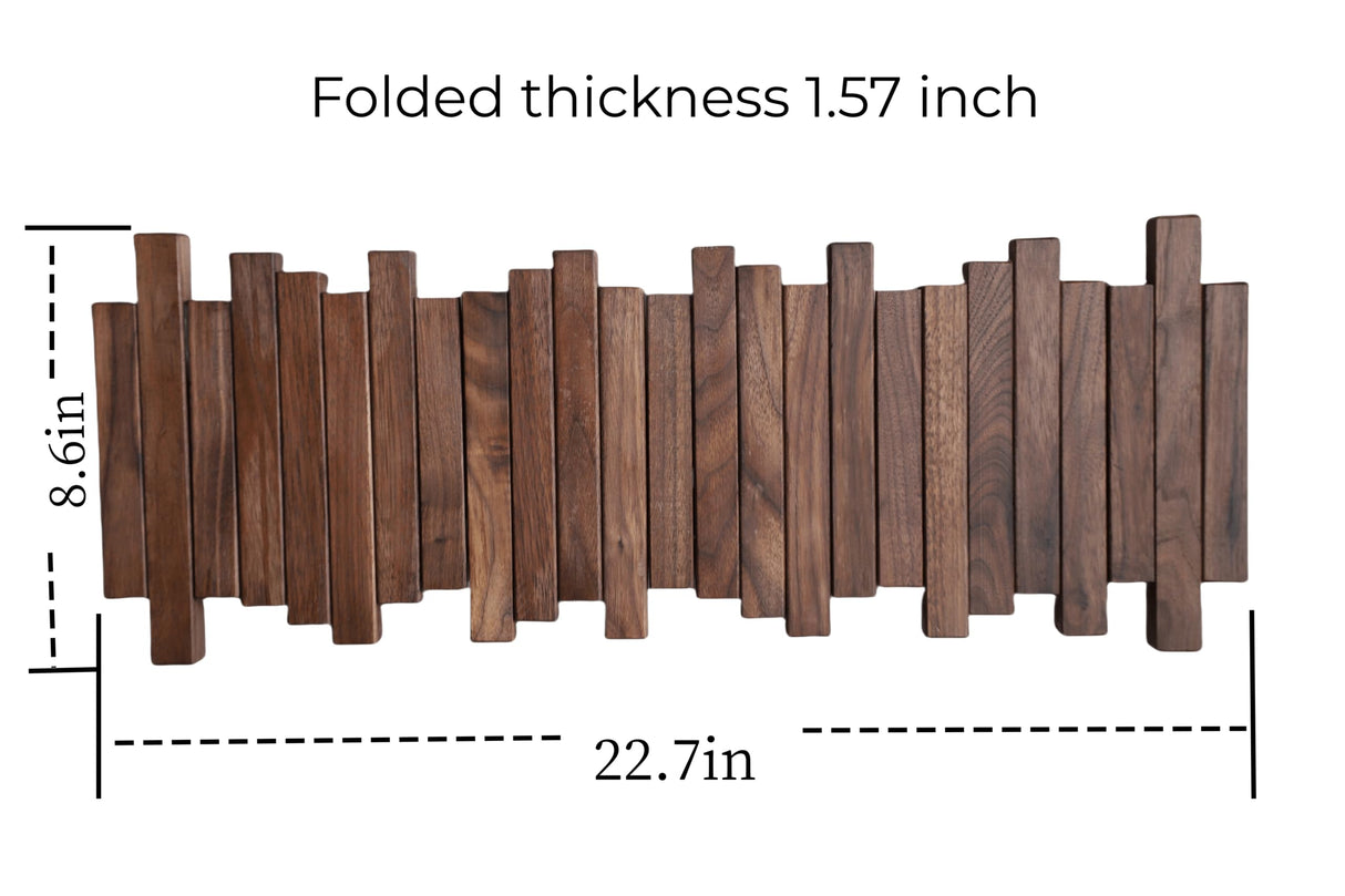 GOGREEBELL Natural Wood Wall Mounted Piano Coat Rack| Coat Rack Wall Mount| Flip Down Wall Hook Rack 5 Hooks| Entryway Wall Storage with Hooks,Made of Black Walnut.Wall Art GOGREEBELL