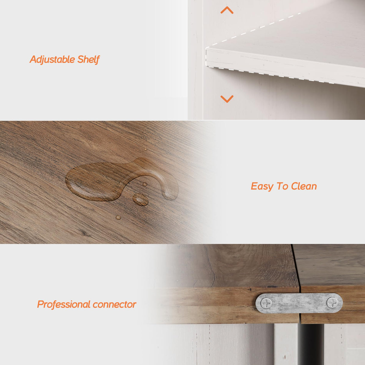 WAMPAT Fireplace TV Stand for TVs Up to 85 Inch, Farmhouse Wood Highboy Electric Fireplace Entertainment Center with Open Storage 2 Heating Mode and 5 Brightness for Living Room, Antique White WAMPAT