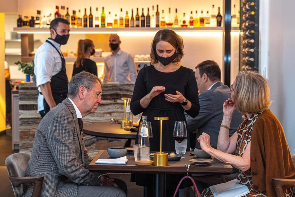 SAKRINGT Cordless Table Lamp Rechargeable, 5000mAh Battery Operated Portable Table Light,Dimming LED Table Lamp for Restaurant/Patio/Outdoor(Gold) SAKRINGT