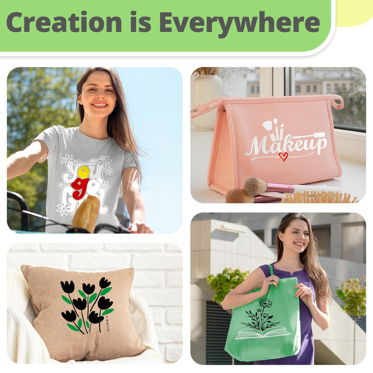 HTVRONT White HTV Vinyl Roll - 12" x 10ft White Iron on Vinyl for All Cutter Machine, Heat Transfer Vinyl Rolls for t Shirts - Easy to Cut & Weed for Heat Vinyl Design HTVRONT