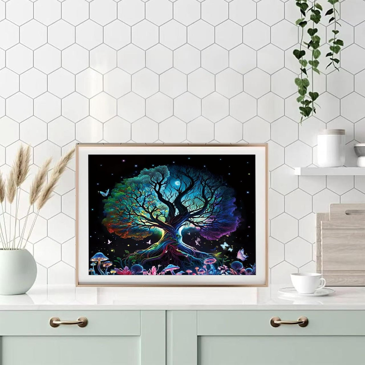 hyzsj Paint by Numbers Kit for Adults with Frame,Tree of Life Paint by Numbers for Adults, Paint by Number with Easel, DIY Paint by Number Kits for Home Wall Decor (11.8x15.7inch) hyzsj