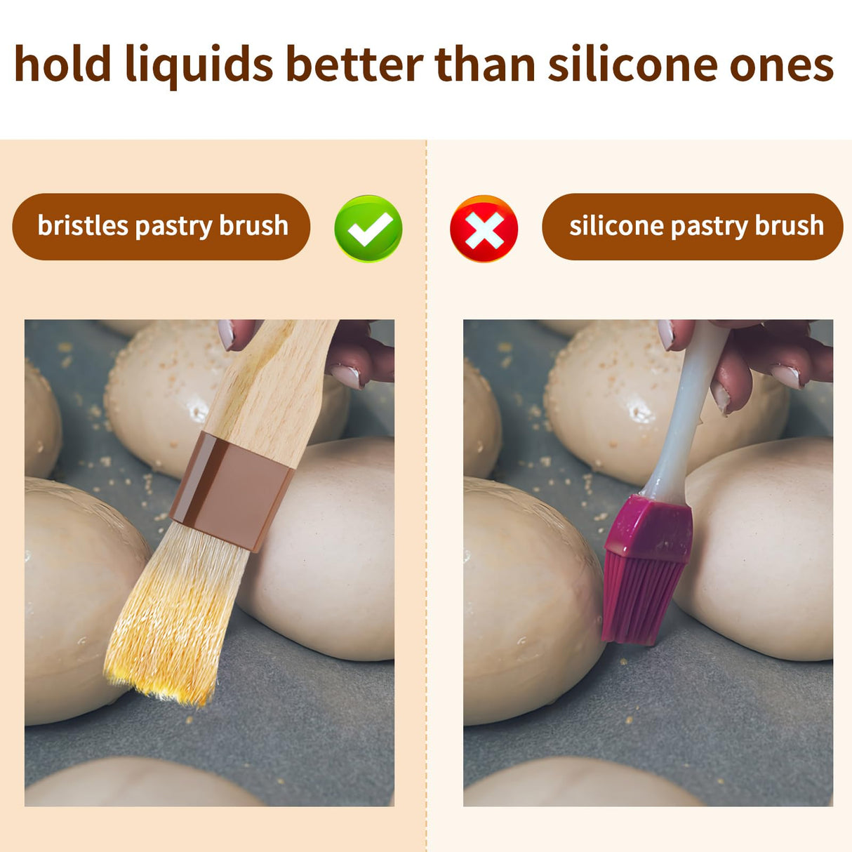 3 Pcs Pastry Brush, Natural Bristle Basting Brush, Cooking Brush, Food Brush, Butter Brush, Baster Brush, BBQ Brushes for Sauce, Kitchen Baking Brushes for Oil, Grilling, Marinade yeestone