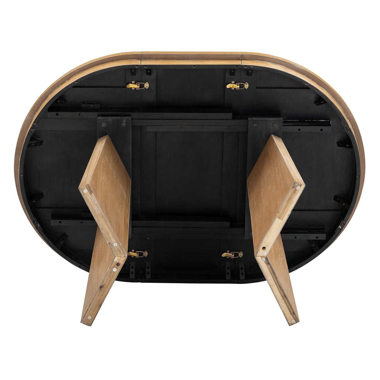 VilroCaz 5-Piece Retro Functional Dining Set, Solid Wood Extendable Dining Table with 4 Upholstered Chairs and Rattan Backrests, Round Dining Table Set for Dining Room Kitchen (Natural-7.7) VilroCaz