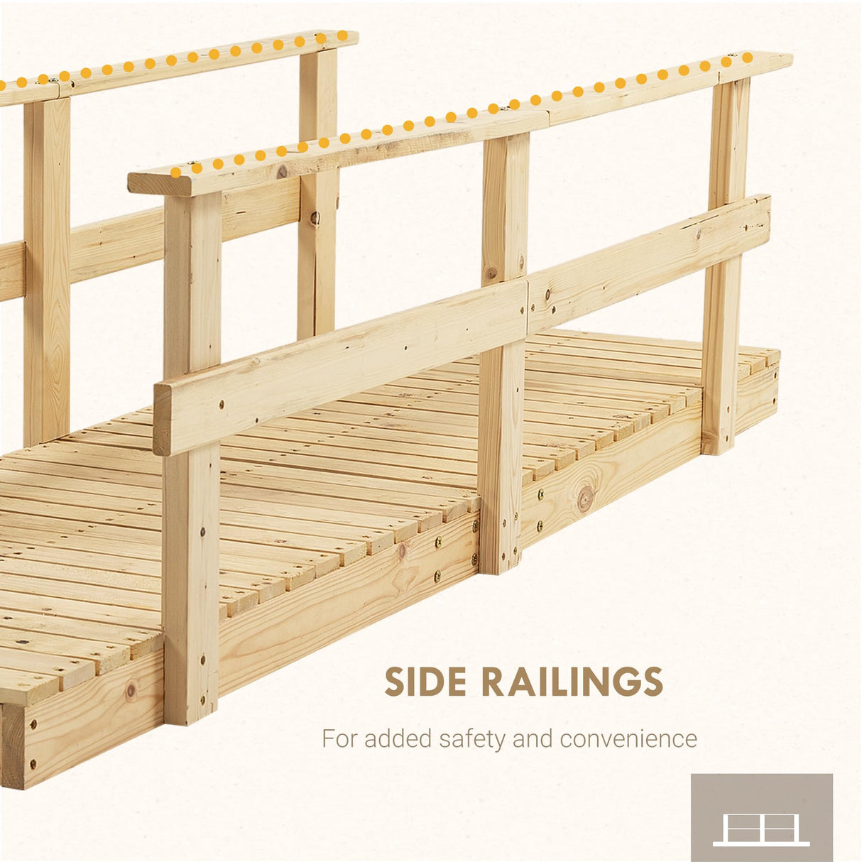 Outsunny 7' Wooden Garden Bridge with Safety Rails, Outdoor Footbridge for Ponds, Creeks, Backyard, Natural Outsunny