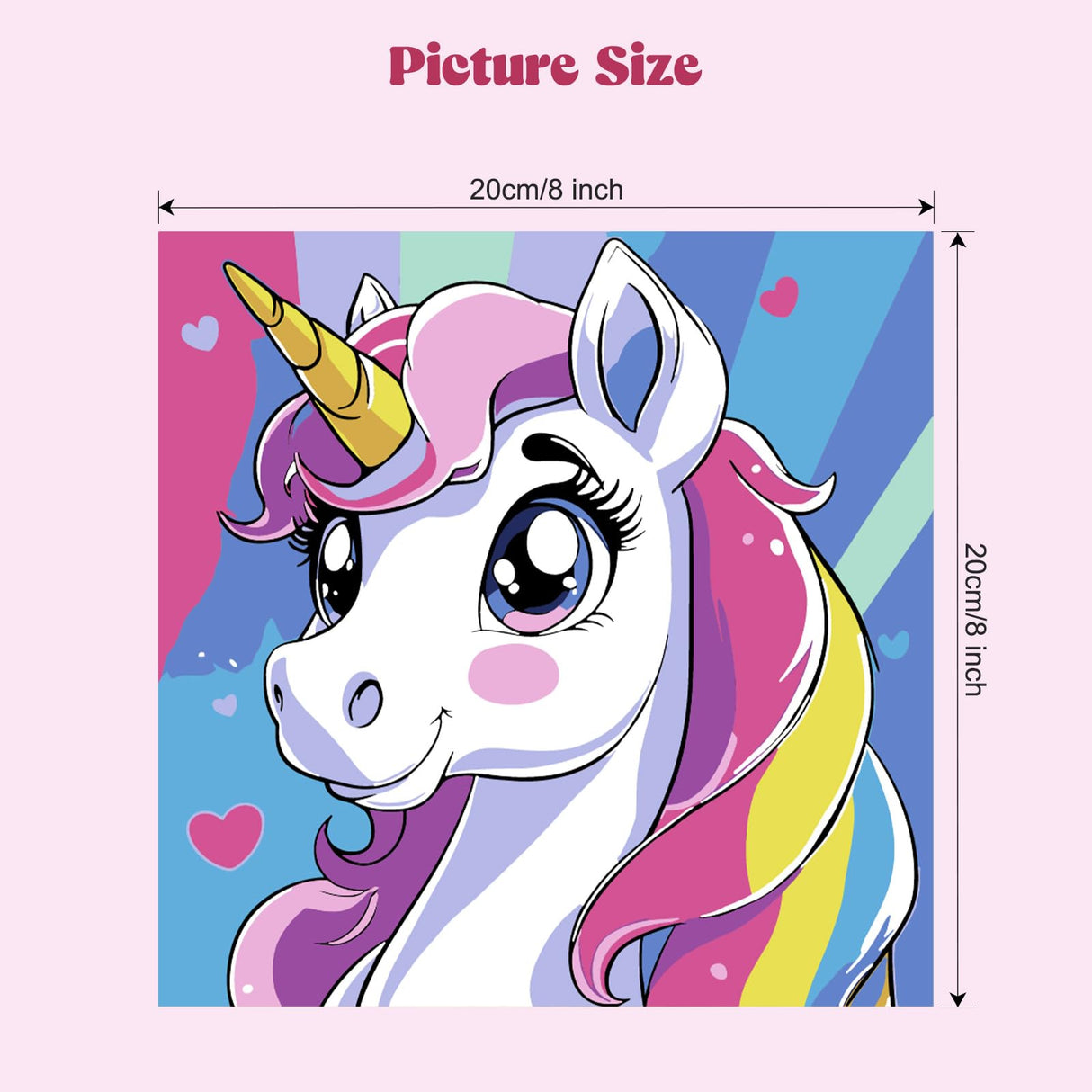 MXJSUA 4 Pack Cartoon Unicorn Paint by Numbers Kit with Framed Canvas for Kids, Rainbow Unicorn by Number Painting Kits for Ages 6-12 Kids, Acrylic Oil Paint by Number Kits for Beginners 8x8 Inch MXJSUA