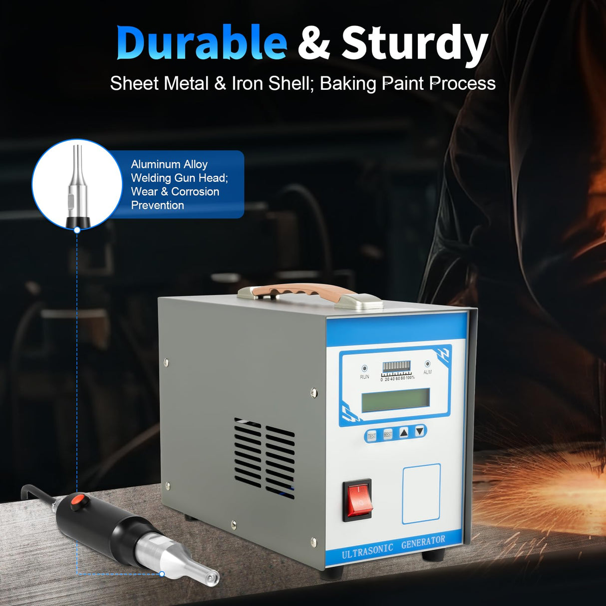 Ultrasonic Plastic Spot Welder, 110V Portable Plastic Welding Machine Portable Aluminum Cutter Welder Combo, 28KHz High-Frequency Handheld Industrial Ultrasonic Spot Welding Machine for ABS/PP/PE Beuioslyr