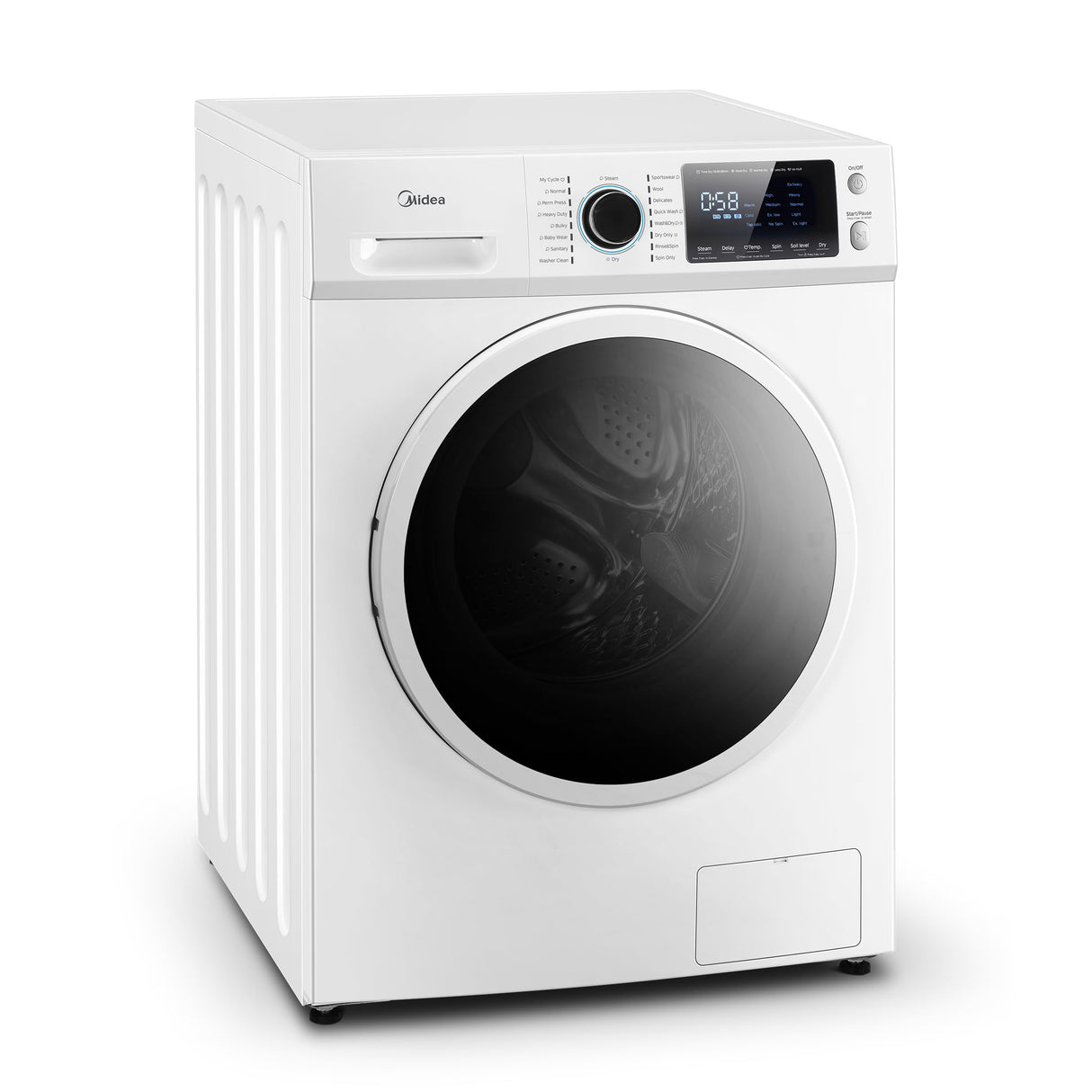 Midea 24 Inch Washer and Dryer Combo, All in One Washer and Dryer 2.7 cu.ft 26lbs, Ventless Washing Machine, Steam Care, Overnight Dry, 1400 RPM, 16 Cycles Front Load Washer, Full-Automatic, White Midea