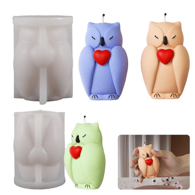 Owl Heart Dragon Animal Resin Mold for Candle Making and Home Decor - 3D Silicone Casting Mold