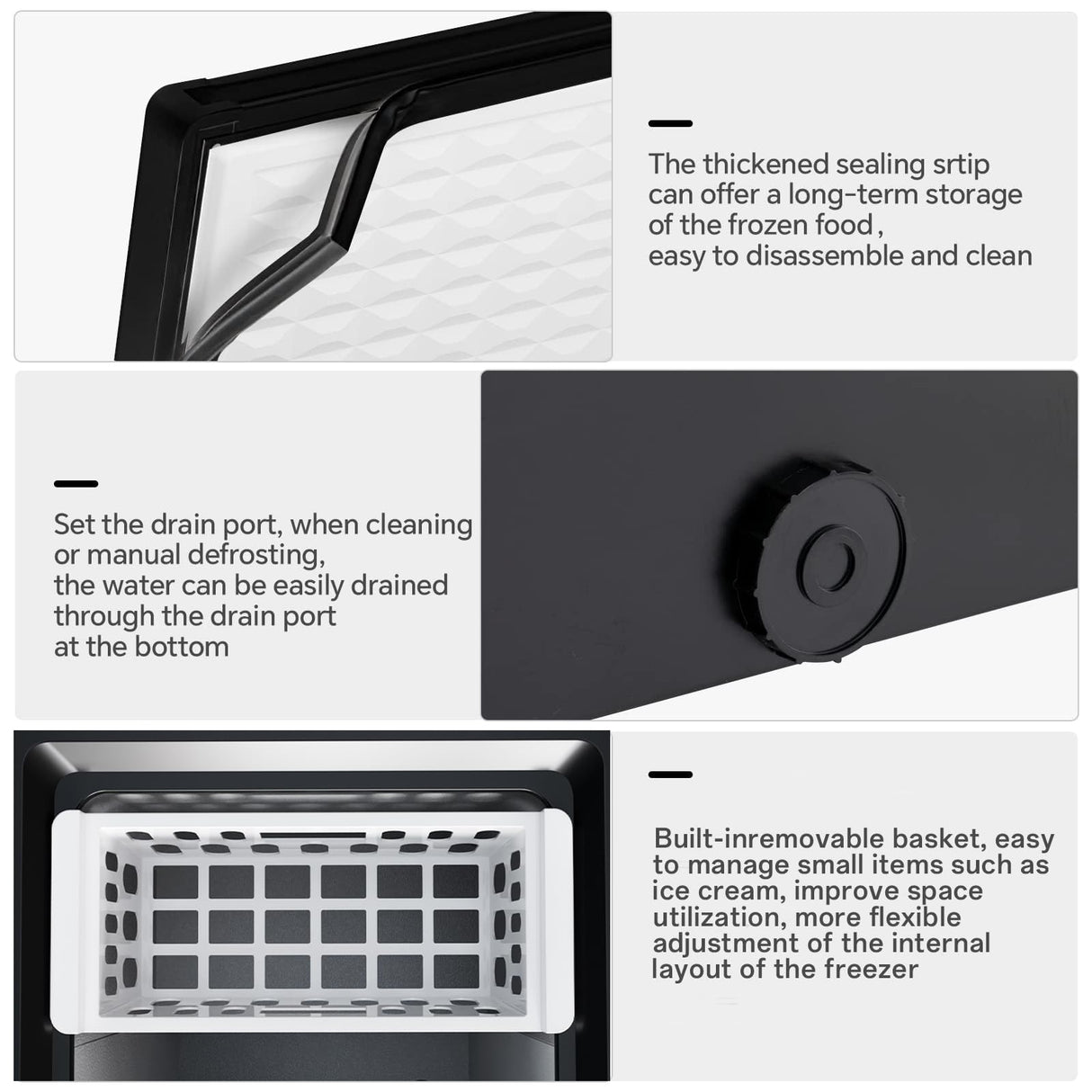 Kismile 7.0 Cubic Feet Chest Freezer with 3 Removable Basket, Free Standing Top Open Door Compact Deep Freezer with Adjustable Temperature for Home/Kitchen/Office/Garage/Bar (7.0 Cu.Ft, Black) Kismile