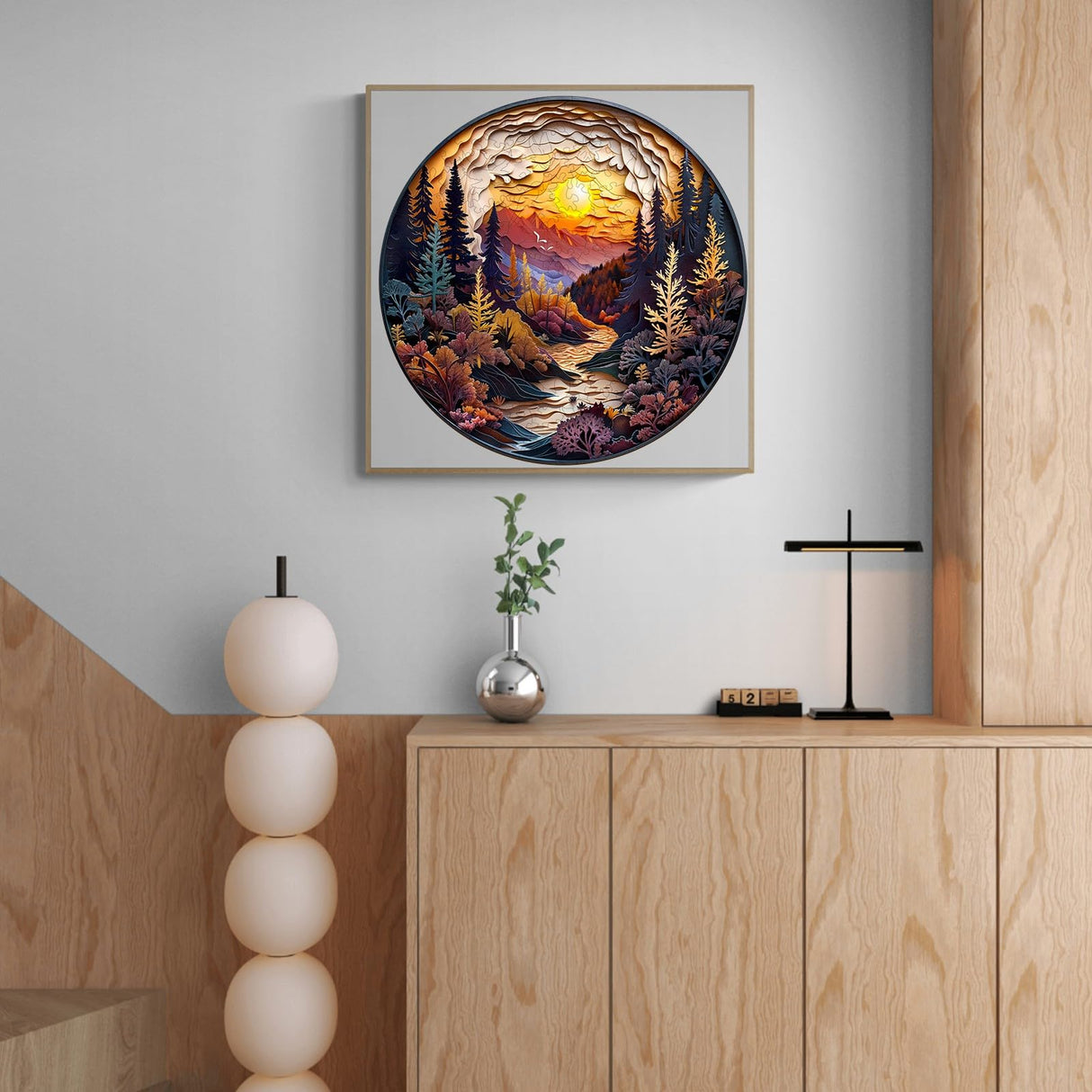 Wooden Puzzle for Adults-3D Sunset Forest Wooden Puzzle Unique Shape Advanced Animal Jigsaw Puzzle for Adults and Kids,Best Gift,Wood Puzzles,Challenge Wooden Jigsaw Puzzle (S-8.5 * 8.5in-100pcs) Welsky