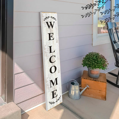 47.2 x 7.8 Inches Welcome Sign for Front Door Welcome Sign for Front Porch Standing Farmhouse Porch Signs Outdoor Tall Welcome to Our Home Sign Decorations Outdoor Welcome Signs for Porch(Welcome)