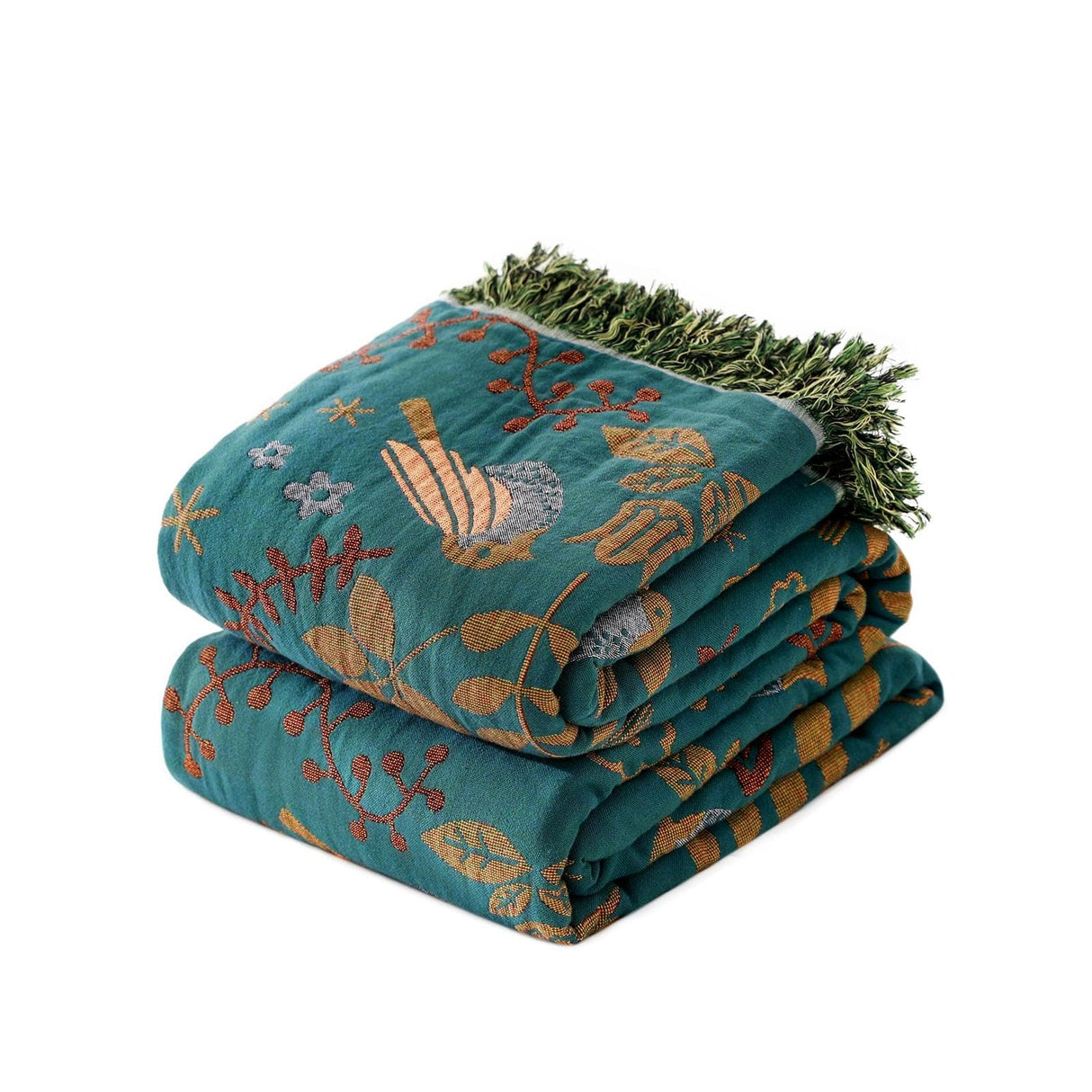 Boho Throw Blanket for Bed 100% Cotton Ultra Soft Rustic Quilt Fall Blanket Bird Floral Printed Farmhouse Decor Large Bed Blankets,60"×80" All Season Rustic Throw for Sofa Couch Chair LUTBM