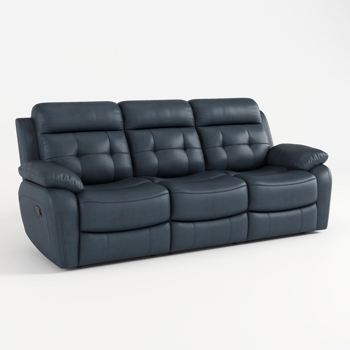 Familymill Genuine Leather Manual Reclining Sofa Couch with Drop Down Table, Stainless Steel Cupholders, and Magazine Bag for Living Room Home Theater Office Familymill