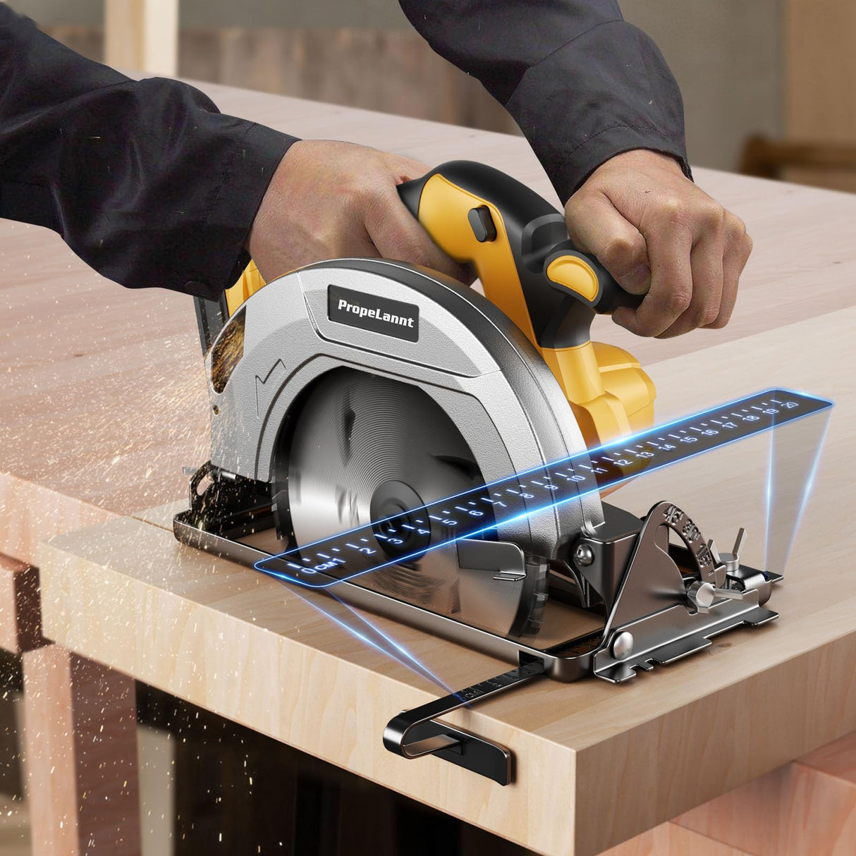 Circular Saw for Dewalt 20V MAX Battery, 7-1/4 Inch Power Wood Saws with Brushless Motor, 0-50 Degree Bevel Capability, Electric Saw for Wood Cutting Plastic(No Battery) PropeLannt