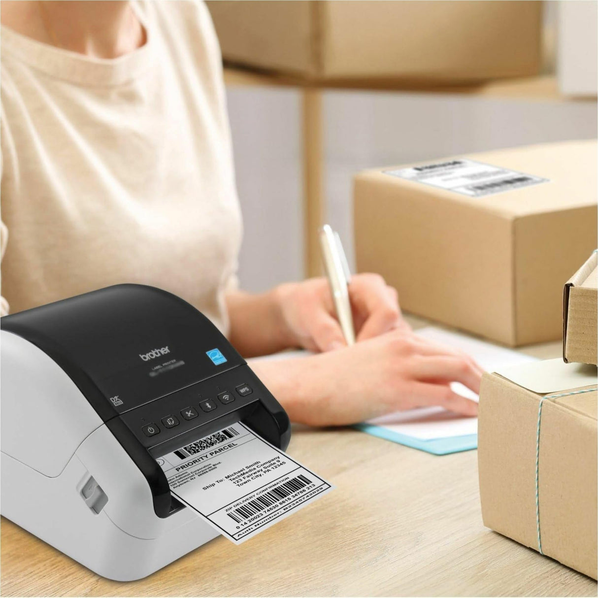 Brother QL-1100 Wide Format, Postage and Barcode Professional Thermal Monochrome Label Printer, Black Brother