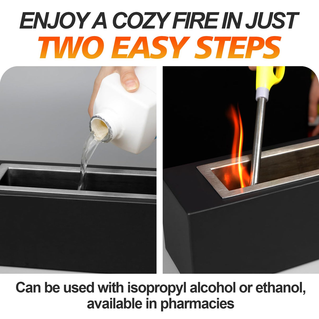 KORNIFUL Tabletop Fire Pit with S’Mores Maker Kit – Large Indoor & Outdoor Portable Fireplace for Patio, Balcony, Holiday Parties, Family Gatherings & Friday Nights – Premium Table Top Firepit KORNIFUL