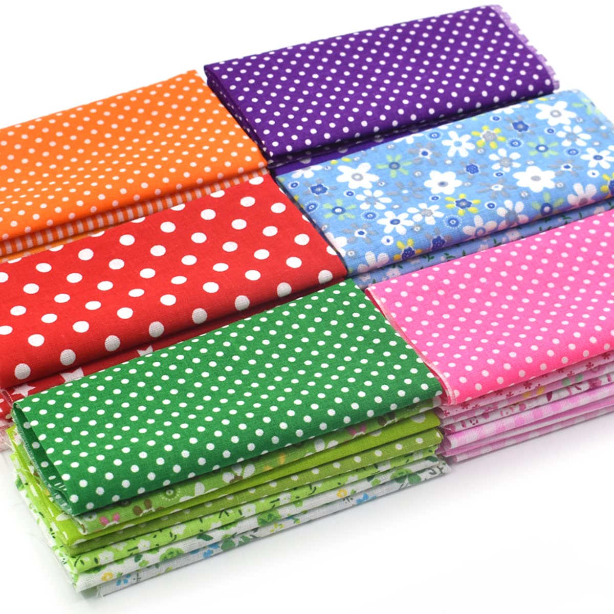 9.8X 9.8 42Pcs Cotton Print Fabric Bundle Squares Pre-Cut Multicolor Design Printed Quilting Sewing Floral for Quilting Patchwork DIY Craft Scrapbooking Cloth (Red/Yellow/Green/Blue/Pink/Purple) BDS-HOME