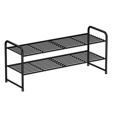 SUFAUY 2 Tier Shoe Rack, Closet Metal Shoe Rack Organizer Heavy Duty, Stackable, Black