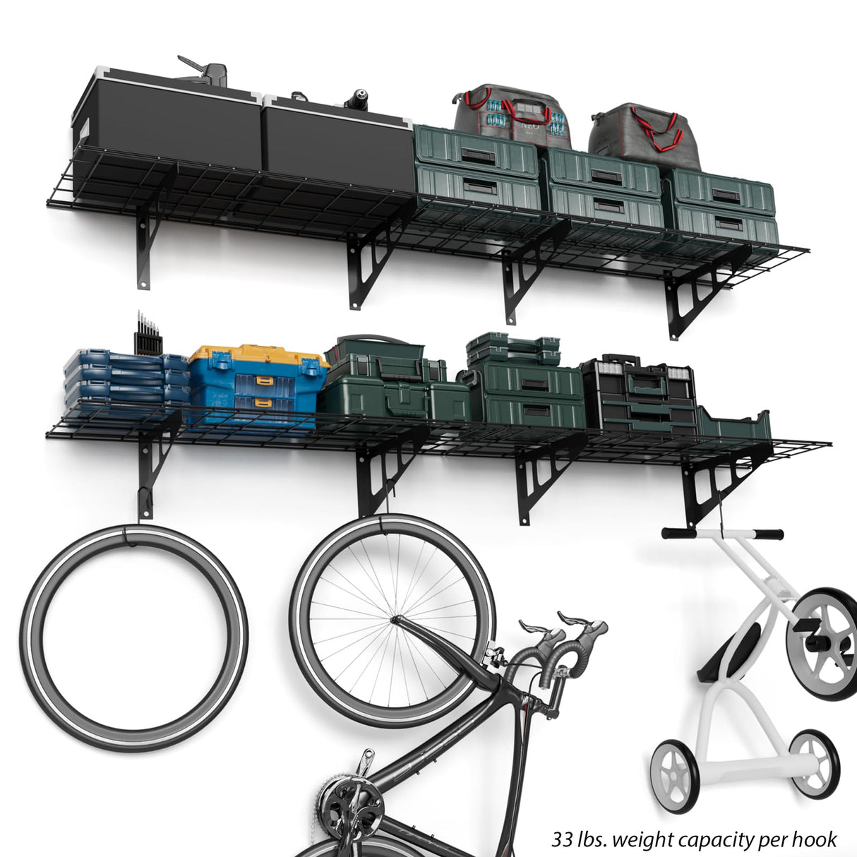 GarveeTech 2-Pack 1x6 ft Garage Wall Shelving Heavy Duty Wall Shelves Garage Storage Racks Wall Mounted Garage Shelves Floating Shelves, 600 LBS Load Capacity GarveeTech