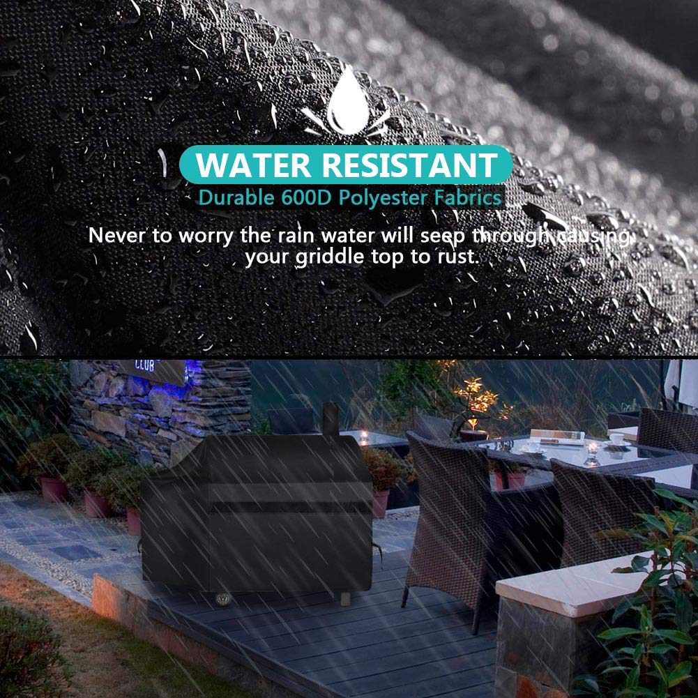 NEXCOVER Offset Smoker Cover - 60 Inch Waterproof Charcoal Grill Cover, Outdoor Heavy Duty BBQ Cover, Rip Resistant Smokestack Barbecue Cover for Brinkmann Char-Broil Weber Nexgrill, Black. NEXCOVER