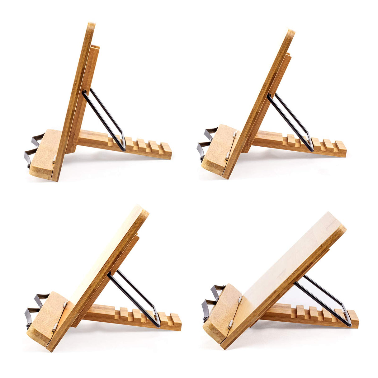 Large A+ (15.4 x 11) Inch XL Bamboo Book Stands & Holders for Reading Hands Free in Bed,Cookbook,Textbook,Law,with 6 Adjustable Height Document Stand Goldwish